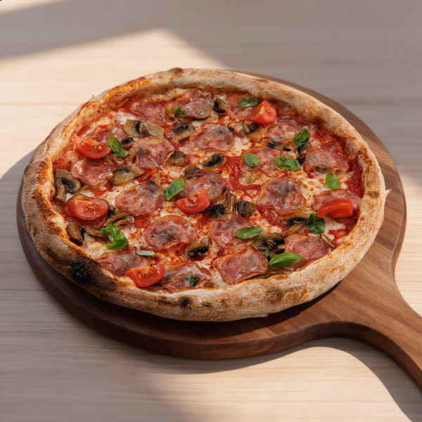 д Пицца с  ветчиной и шампиньонами